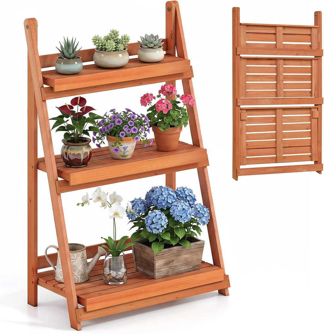GIANTEX Foldable Wooden Plant Stand