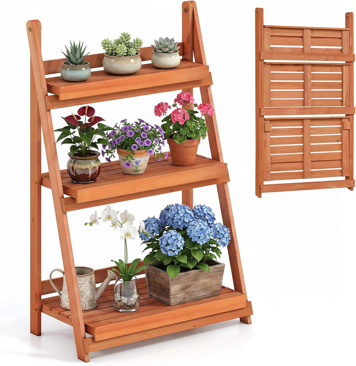 GIANTEX Foldable Wooden Plant Stand