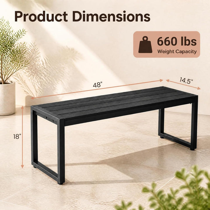 GIANTEX 48" Outdoor Bench, 2-3 Person Patio Dining Bench Backless