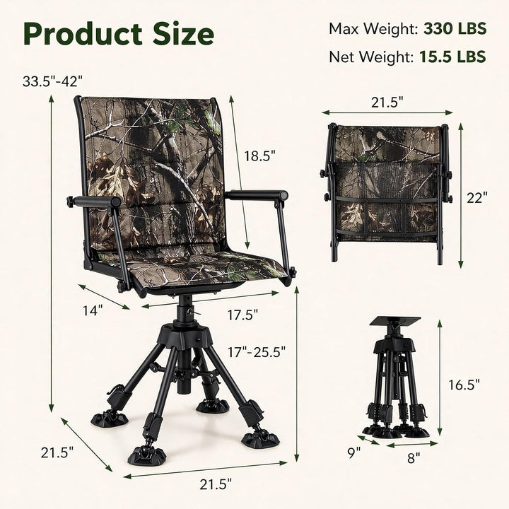 GIANTEX 360° Silent Swivel Hunting Blind Chair