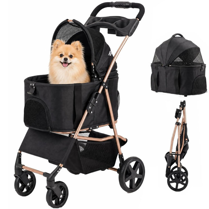 GIANTEX Dog Stroller for Small Dogs &amp; Cats with Detachable Carrier