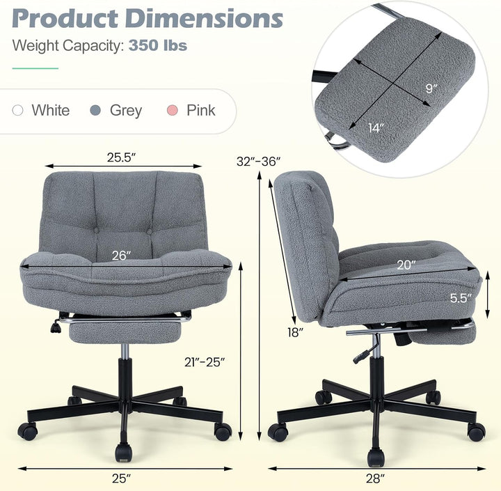 GIANTEX Low Back Criss Cross Office Chair w/Footrest 26" Wide Seat