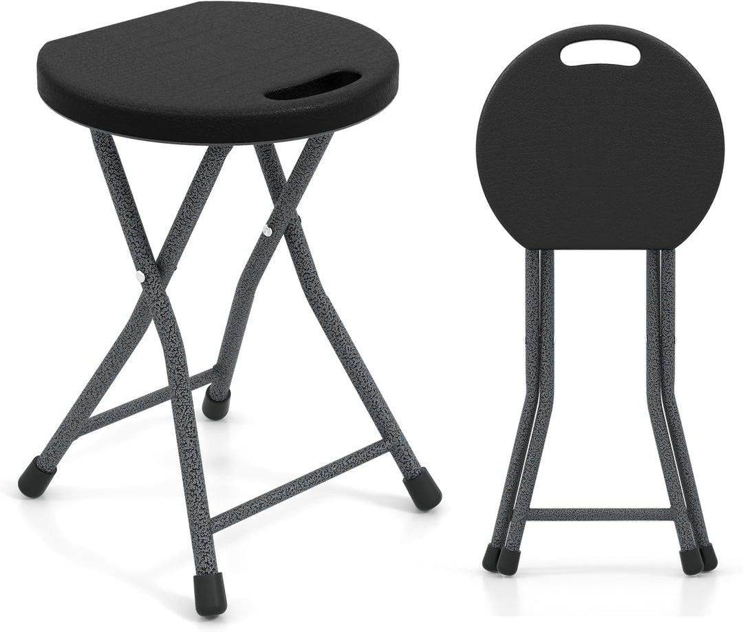 Giantex Folding Stool, 18” Height Foldable Bar Stools, Portable Folding Chairs with Built-in Carry Handle