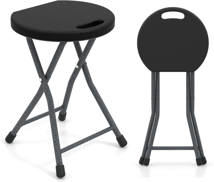 Giantex Folding Stool, 18” Height Foldable Bar Stools, Portable Folding Chairs with Built-in Carry Handle