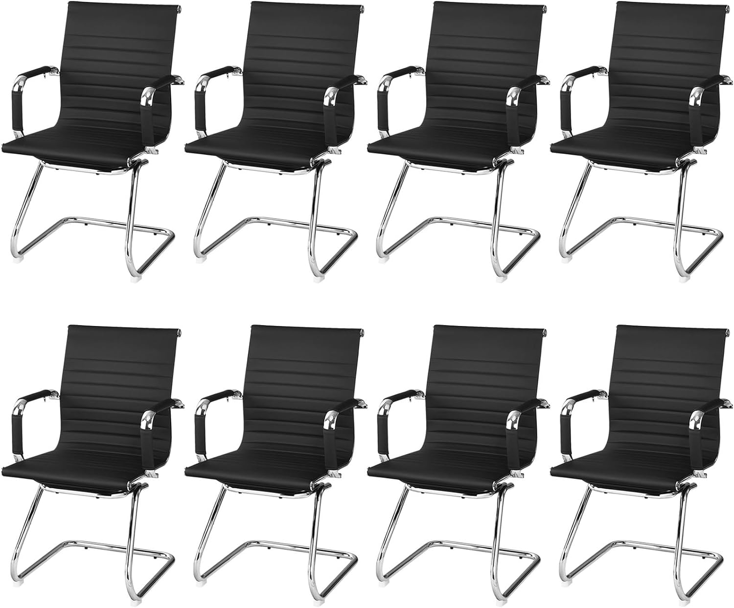 Giantex Conference Chair Set of 4 Heavy Duty PU Leather W/Protective Arm Sleeves