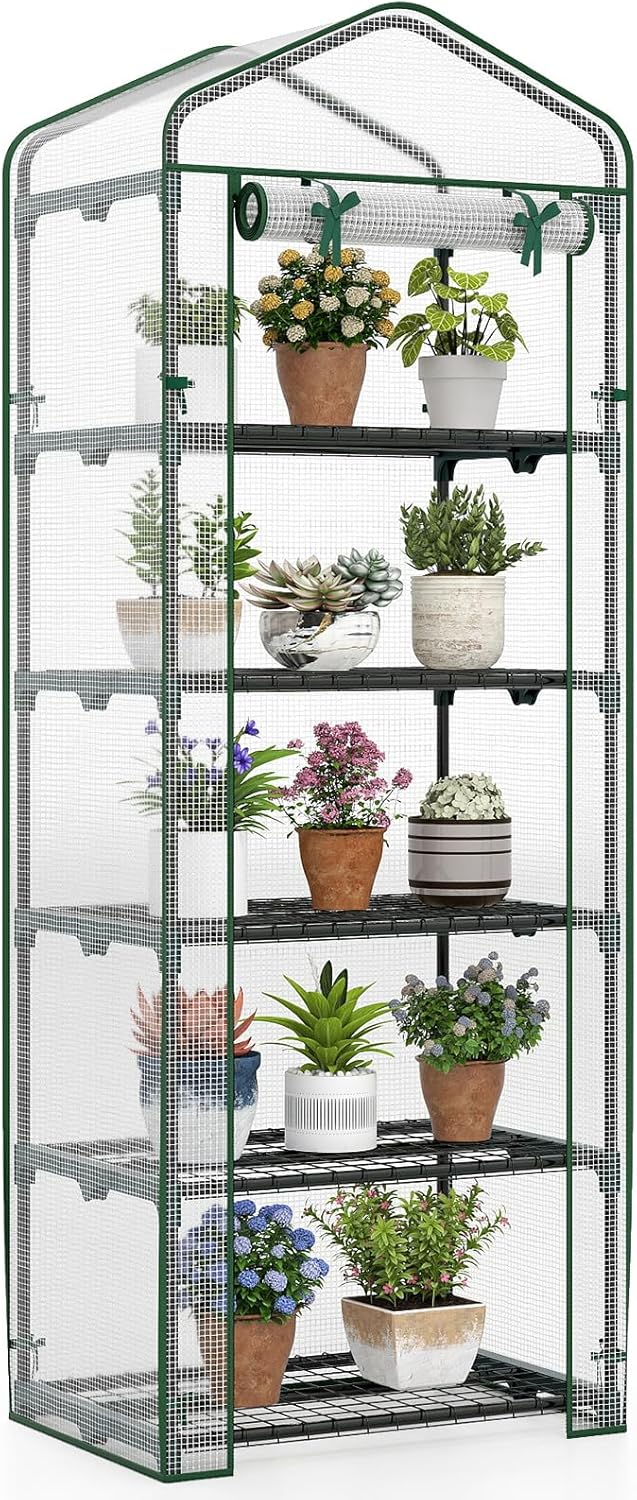Giantex Mini Greenhouse Portable Plant Grow House with 5 Tier Shelves