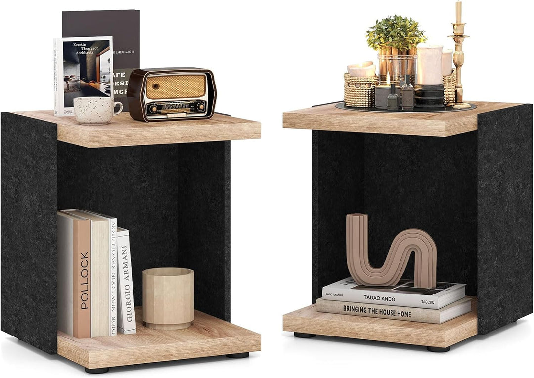 Giantex 2-Tier Sofa Side Table with Open Storage Shelf