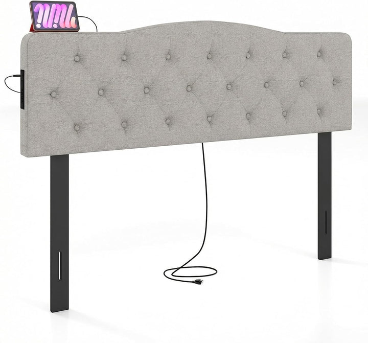 Giantex Headboard with 2 AC Outlets for Queen & Full Size Bed
