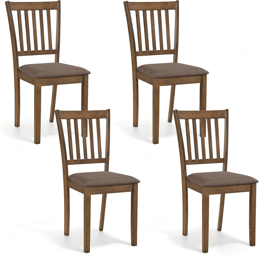 Giantex Modern Farmhouse Wood Slat-Back Kitchen Chairs w/Padded Seat (2/4)