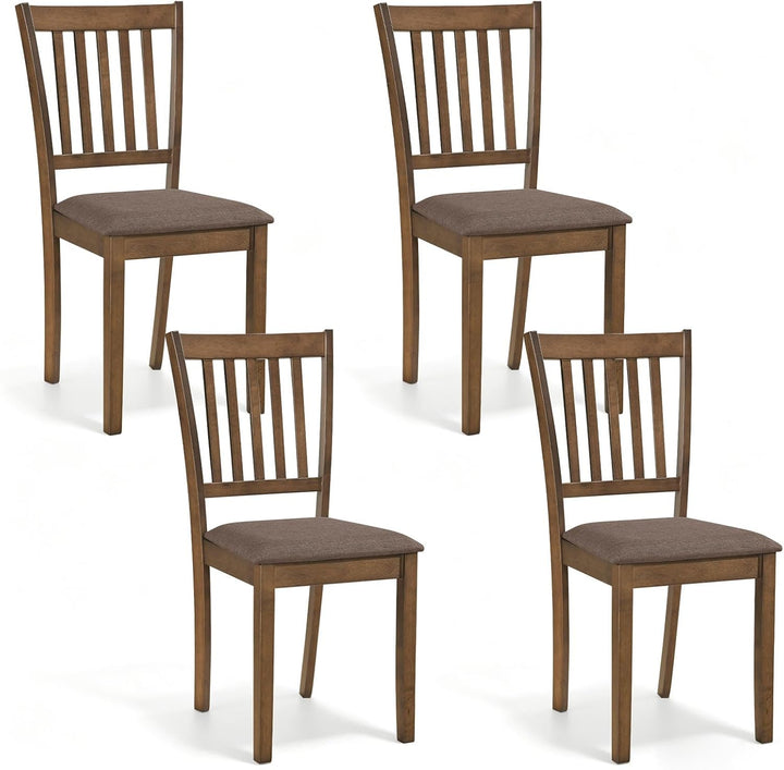 Giantex Modern Farmhouse Wood Slat-Back Kitchen Chairs w/Padded Seat (2/4)