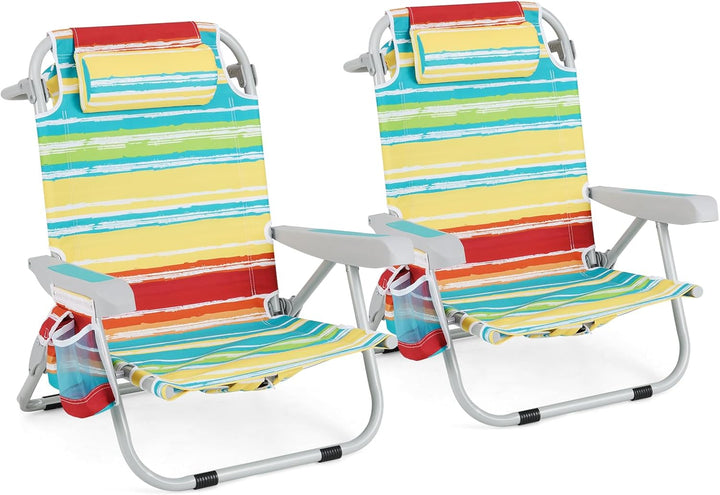 Giantex Backpack Beach Chair - Foldable Camping Chair with 5 Adjustable Position