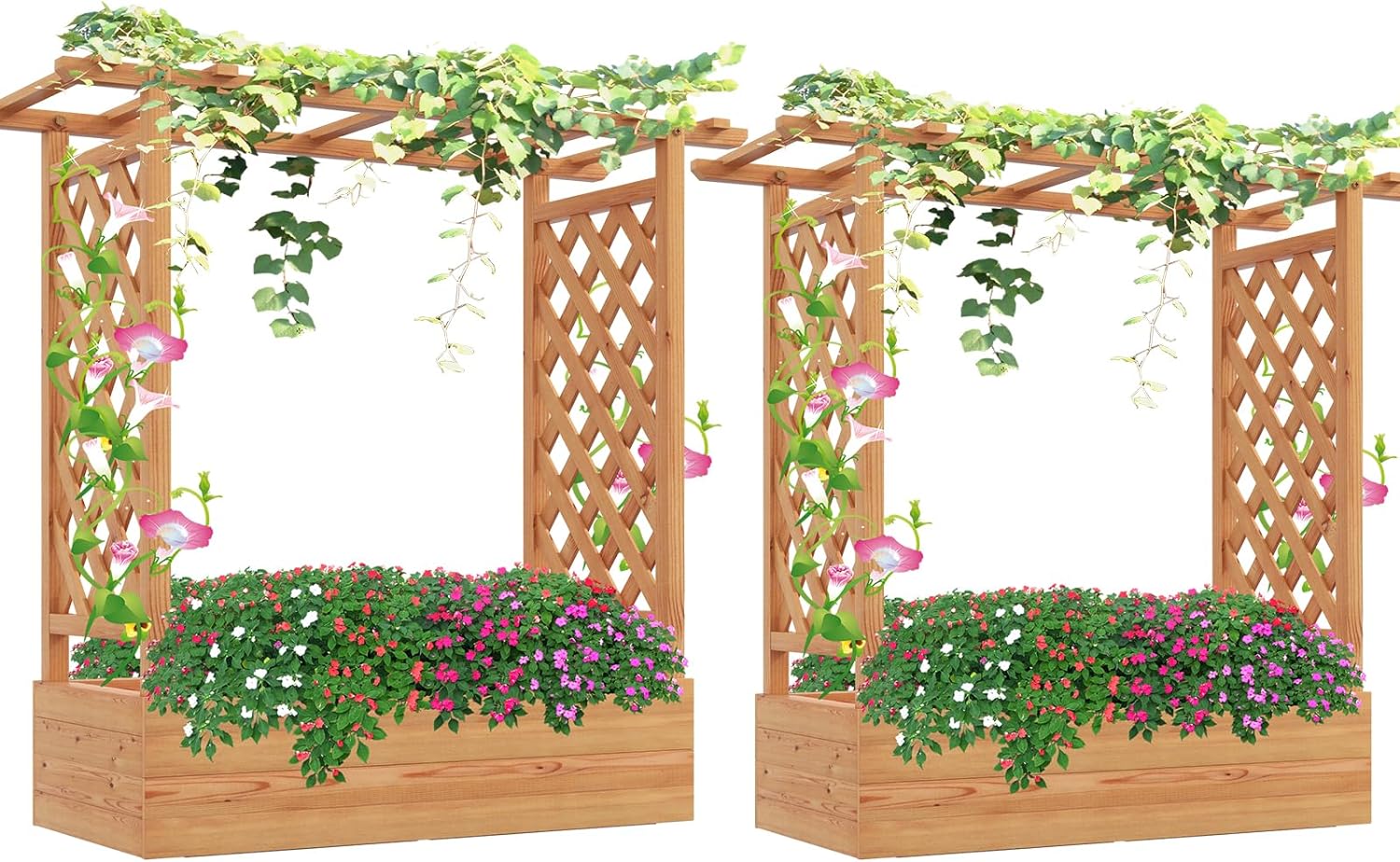 Giantex Raised Garden Bed with 2-Sided Trellis & Hanging Roof