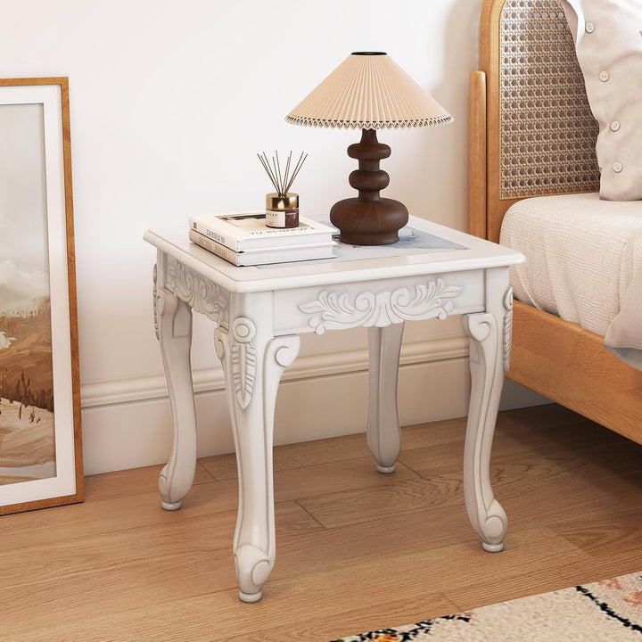 GIANTEX Vintage End Table Glass Sofa Side Table for Living Room