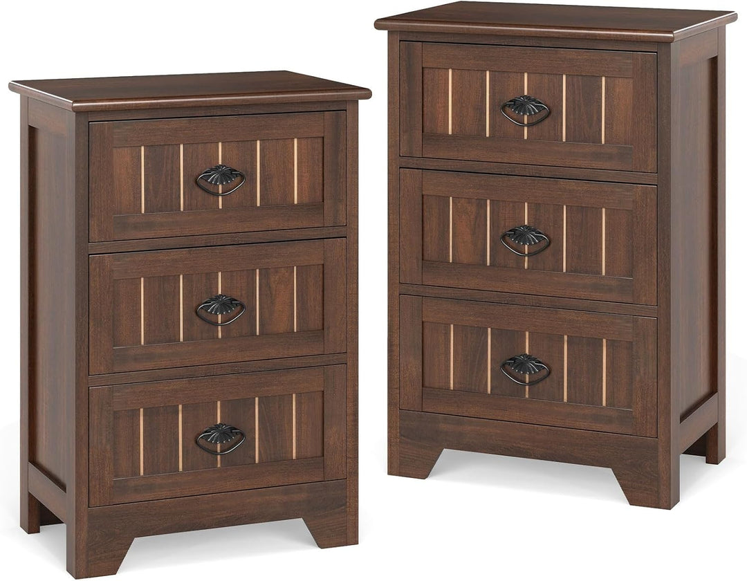 Giantex Nightstand with 3 Drawers, Bedside Table