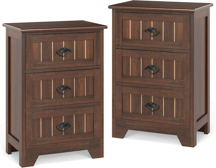 Giantex Nightstand with 3 Drawers, Bedside Table