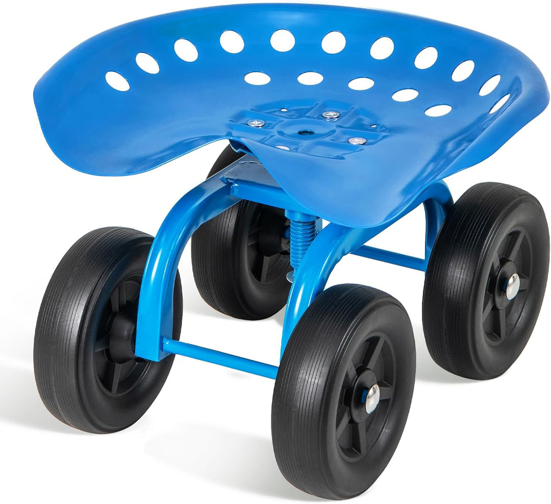 Giantex Garden Cart, Rolling Workseat with 4 Wheels, Garden Stool 360-degree Swivel Work Seat & Adjustable Heigh