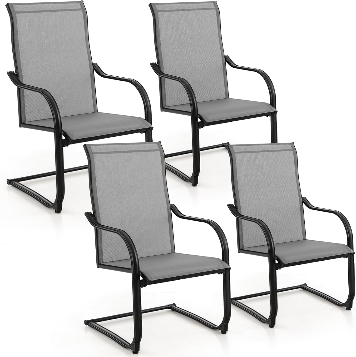 Giantex Patio Chairs, High Back Outdoor Chairs w/Sled Base, All Weather Fabric
