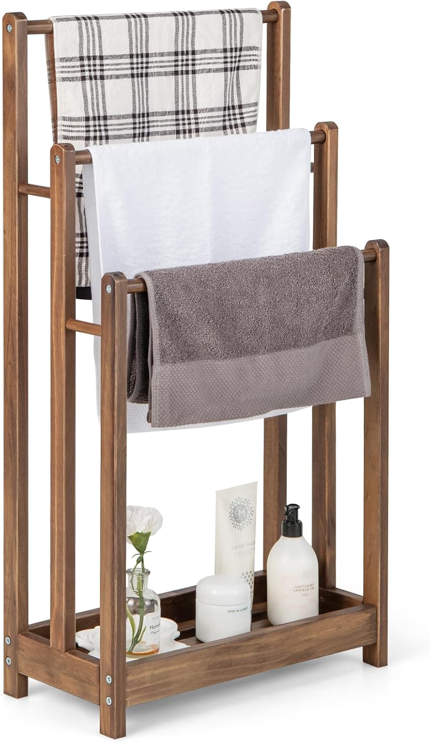 Giantex Towel Rack for Bathroom - 3 Tier Freestanding Towel Racks with Storage Shelf
