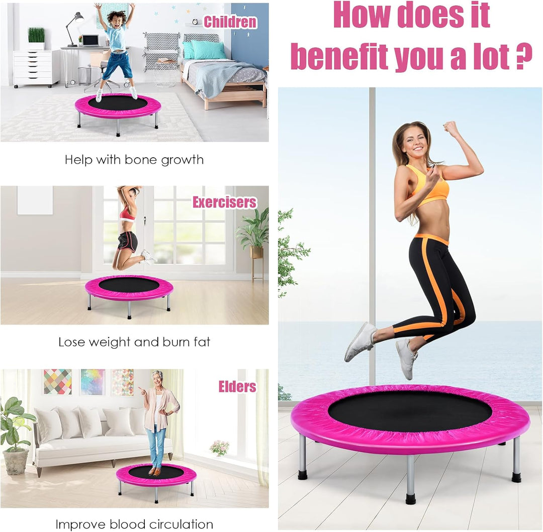 Giantex Folding Mini Trampoline Portable Recreational Fitness Trampoline