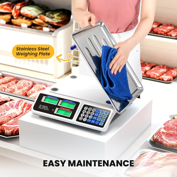 Price Computing Scale 66 lb/30 kg, Rechargeable Commercial Food Scale with Dual LCD Display