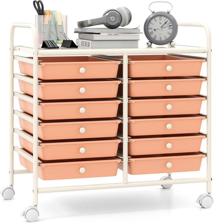 12 Drawers Rolling Cart for Office School Supplies - 25” x 15” x 24.5”