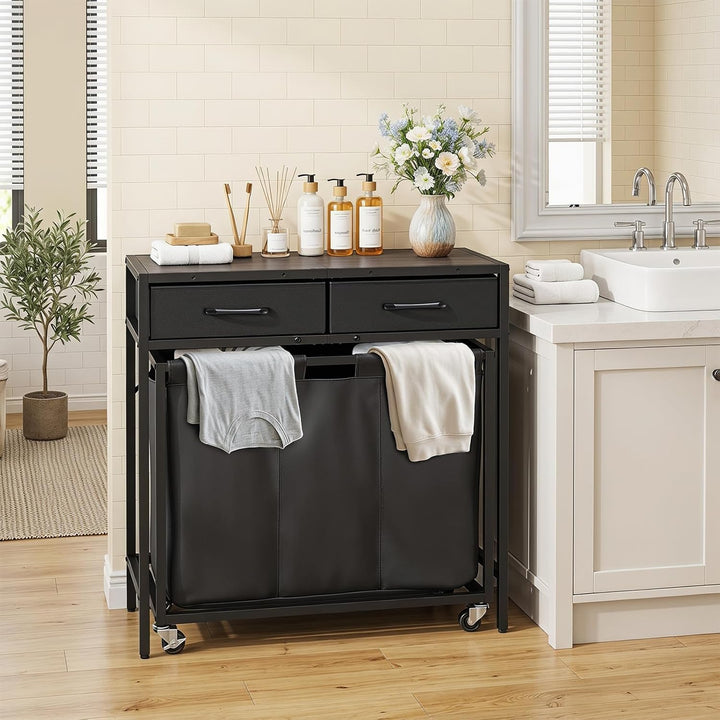 GIANTEX Pull-Out Laundry Sorter 3 Section with Wheels