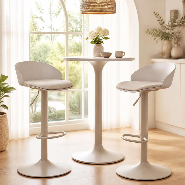 GIANTEX Swivel Bar Stools Linen Fabric Bar Chairs