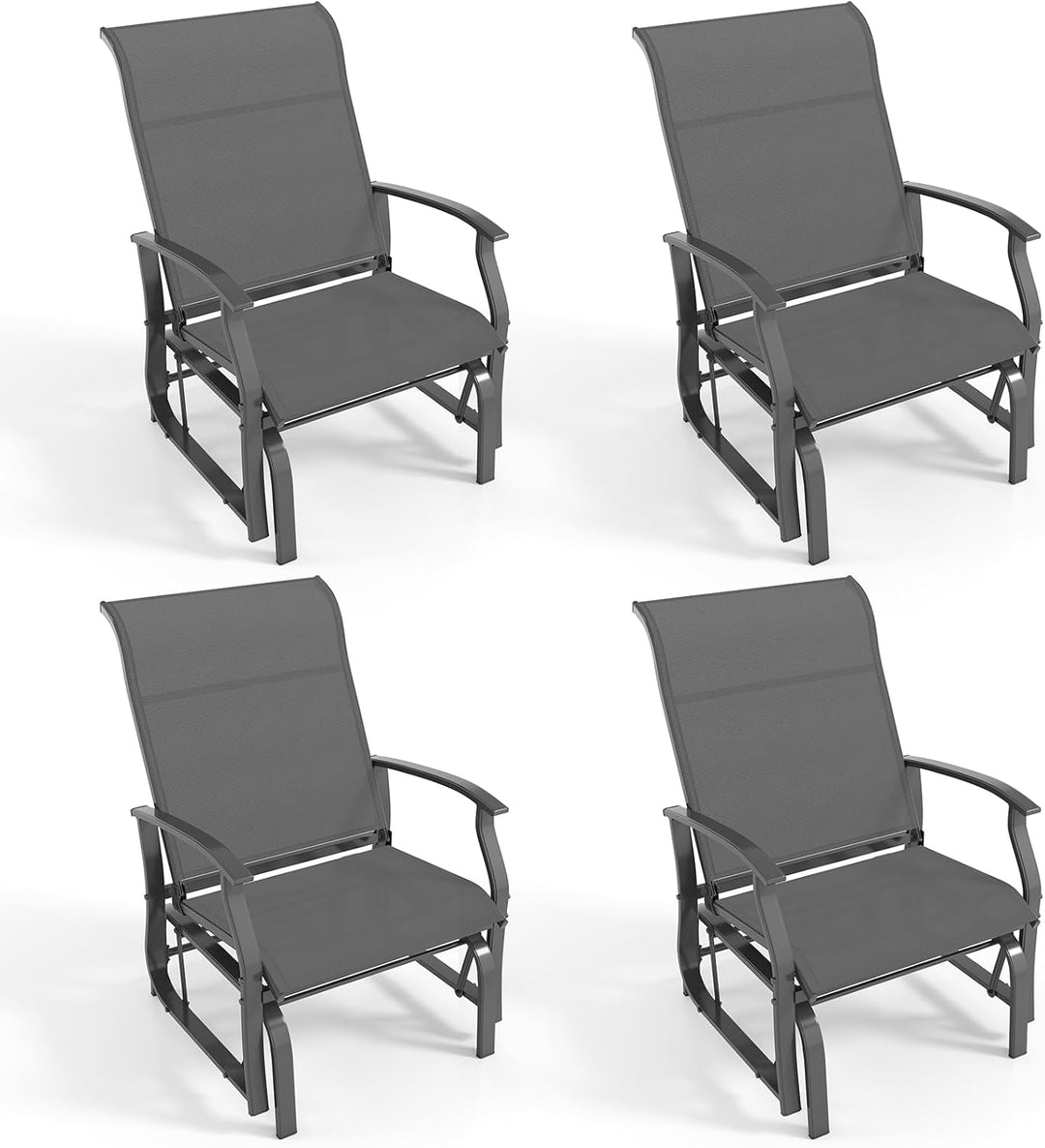 Giantex 2-Pack Outdoor Glider Rocking Chairs with Ergonomic Backrest & Seat