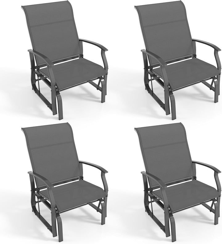 Giantex 2-Pack Outdoor Glider Rocking Chairs with Ergonomic Backrest & Seat