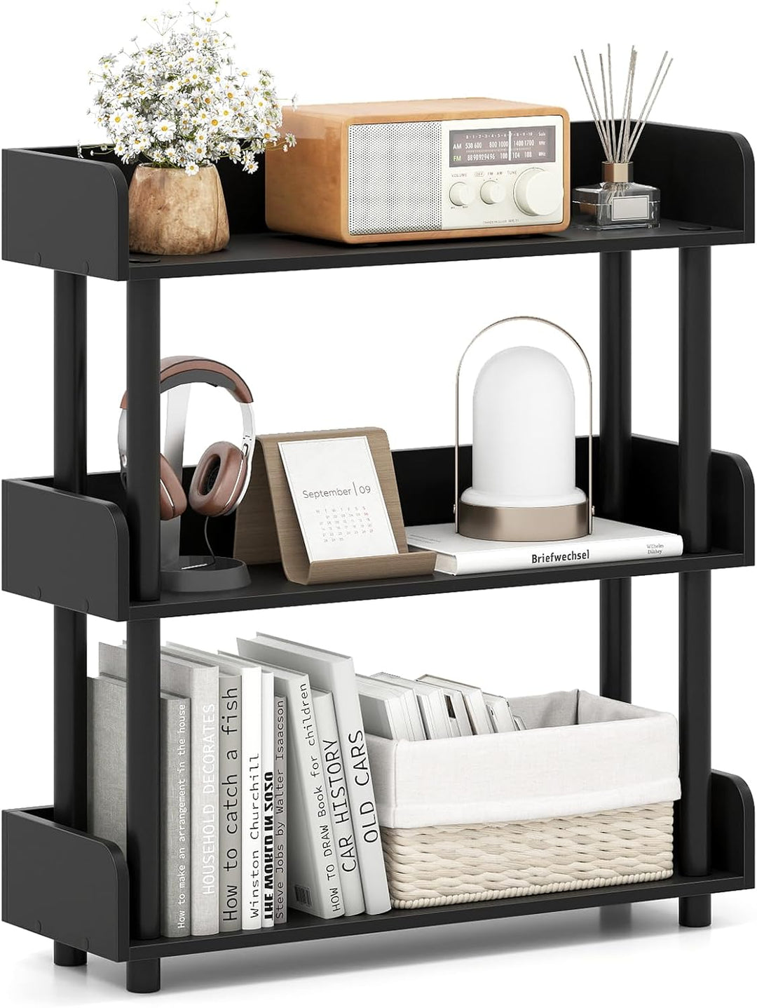 Giantex 3-Tier Bookshelf | 3 Shelf Bookcase for Living Room Bedroom Study