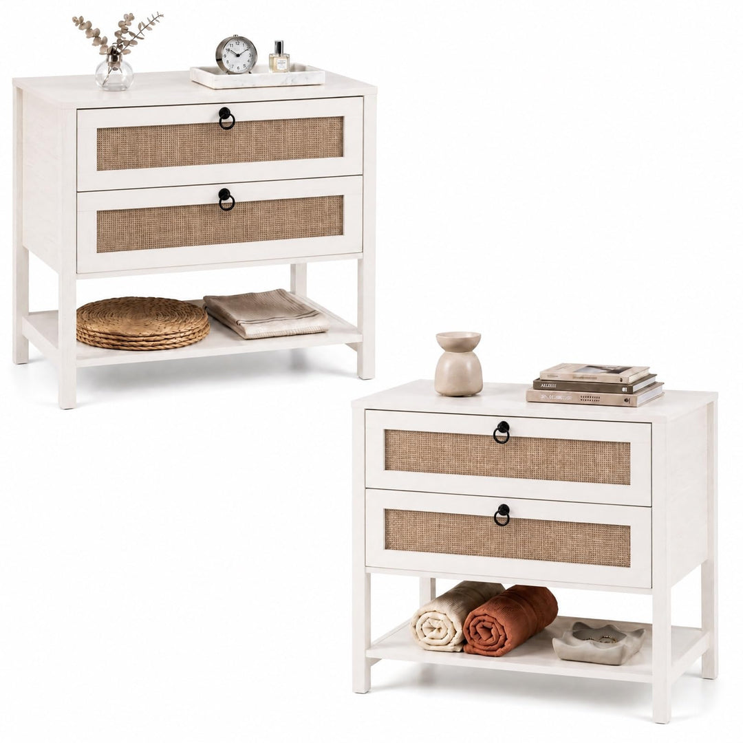 GIANTEX 27" Wide Rattan Nightstand with 2 Drawers (1/2)