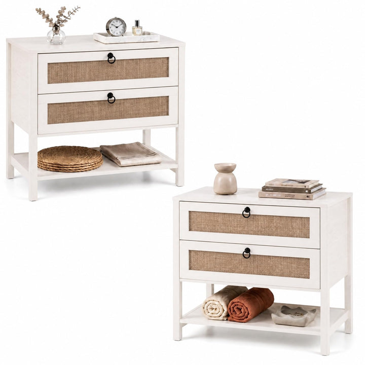 GIANTEX 27" Wide Rattan Nightstand with 2 Drawers (1/2)