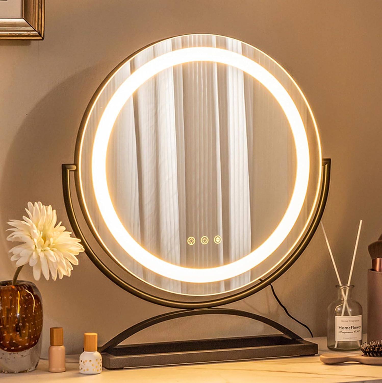 CHARMAID LED Makeup Mirror, 16 inch Lighted Vanity Mirror with Lights, 3 Color Lighting Modes