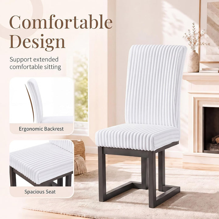 GIANTEX Upholstered Dining Chairs Set of 2, Kitchen Chairs with High Back | Modern Dining Room Chairs with Fabric Channel Back &amp; Seat