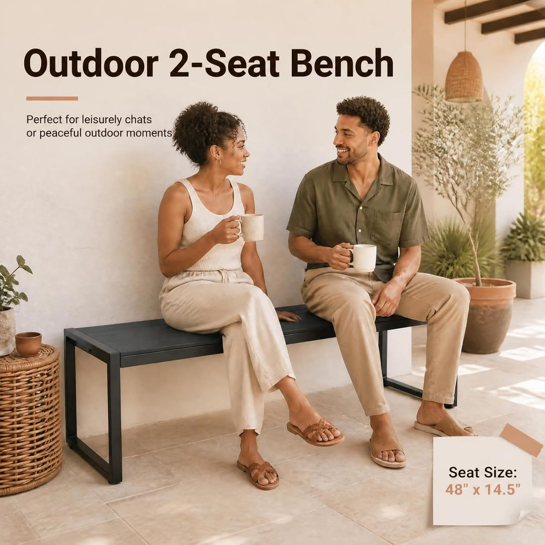 GIANTEX 48" Outdoor Bench, 2-3 Person Patio Dining Bench Backless