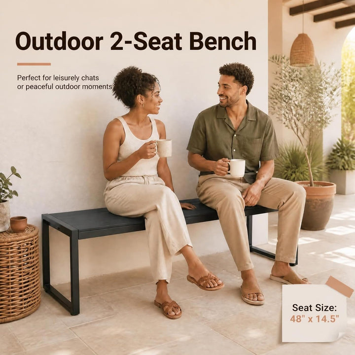 GIANTEX 48" Outdoor Bench, 2-3 Person Patio Dining Bench Backless