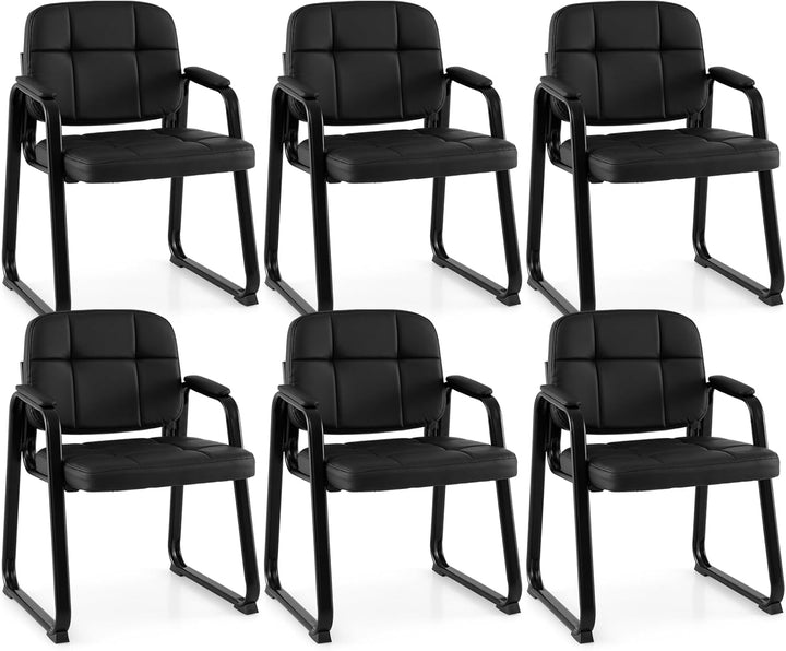 Giantex Waiting Room Leather Office Reception Chairs with Padded Armrests