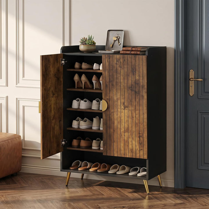 Giantex 7-Tier Wooden Shoe Storage Cabinet w/Doors