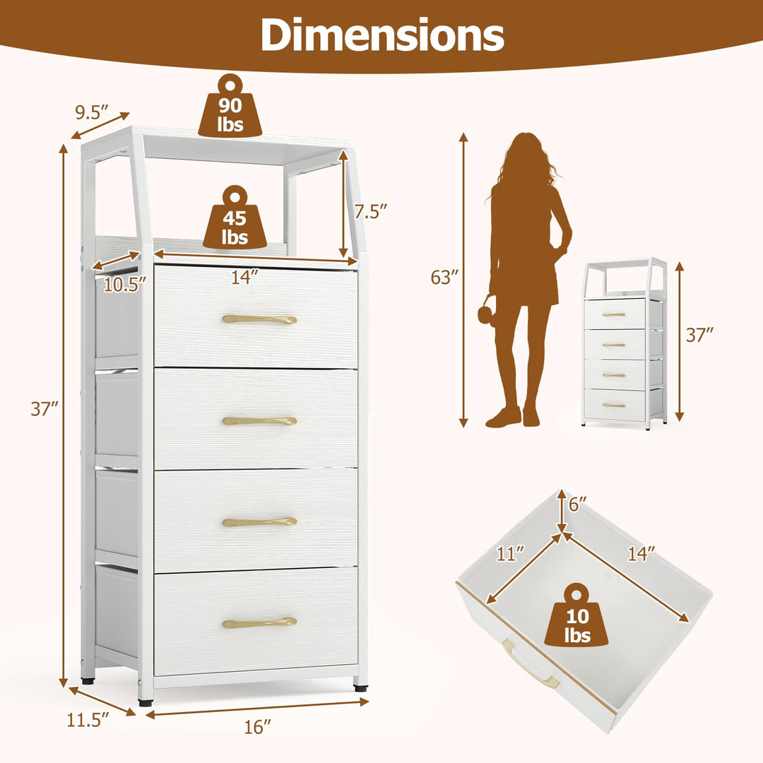 GIANTEX Tall Dresser with 5/4 Fabric Drawers (1/2)