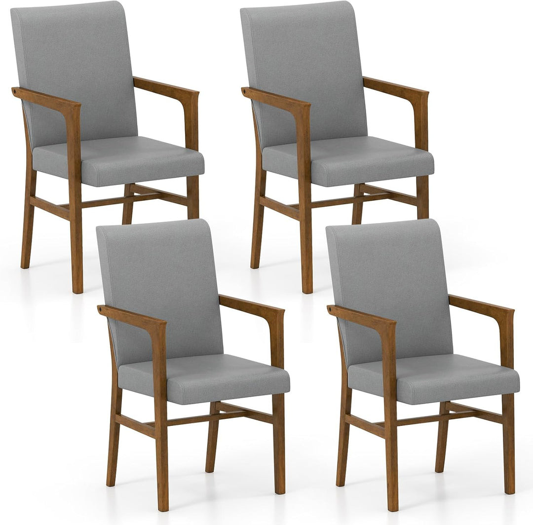 Giantex Mid Century Modern Dining Chairs Set of 2/4 with High Back, Solid Wooden Frame & Soft Cushion