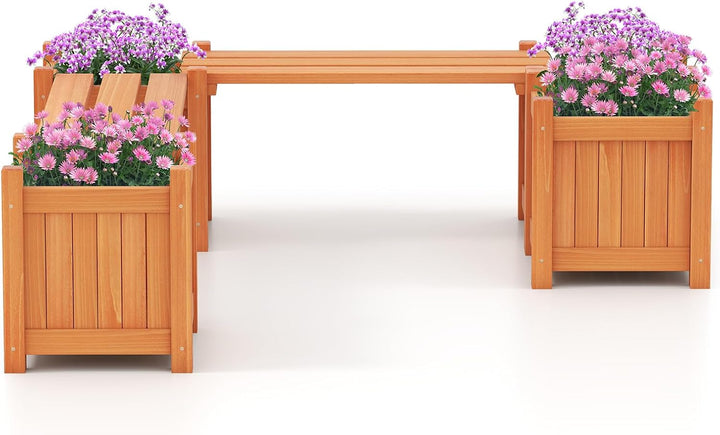 Giantex Outdoor Bench with Raised Garden Beds (42"x11"x11.5")