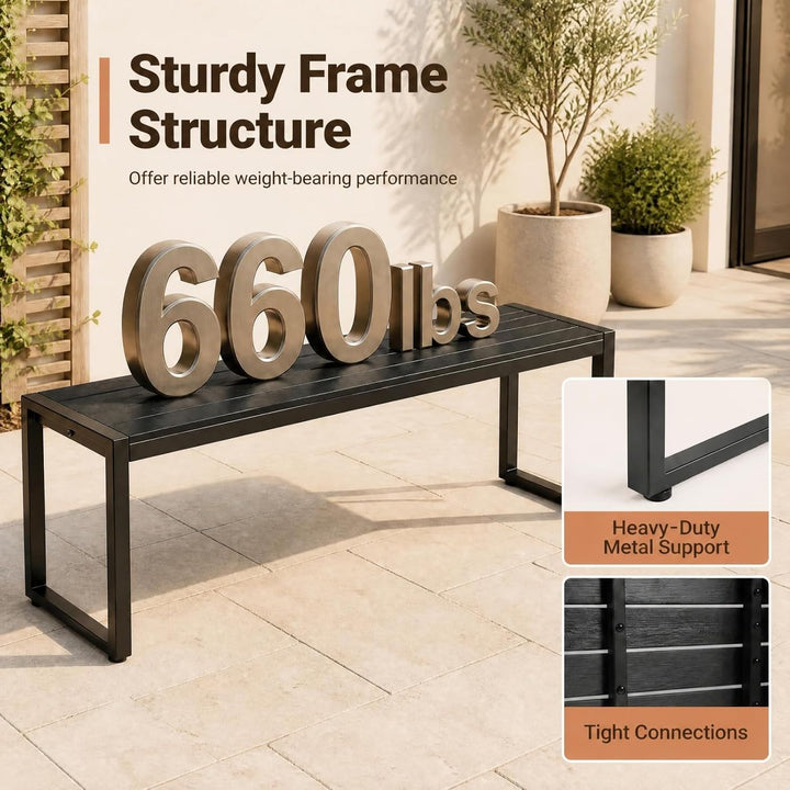 GIANTEX 48" Outdoor Bench, 2-3 Person Patio Dining Bench Backless