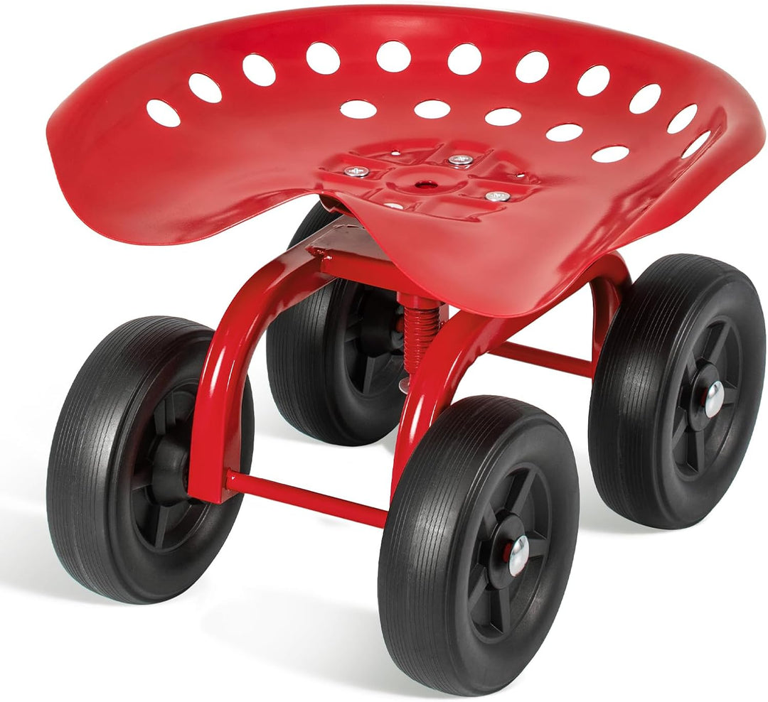 Giantex Garden Cart, Rolling Workseat with 4 Wheels, Garden Stool 360-degree Swivel Work Seat & Adjustable Heigh