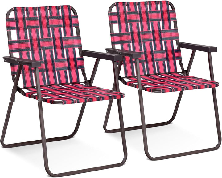 Giantex Folding Lawn Chairs Set of 6 Outdoor Portable Beach Chair W/Stable Steel Frame