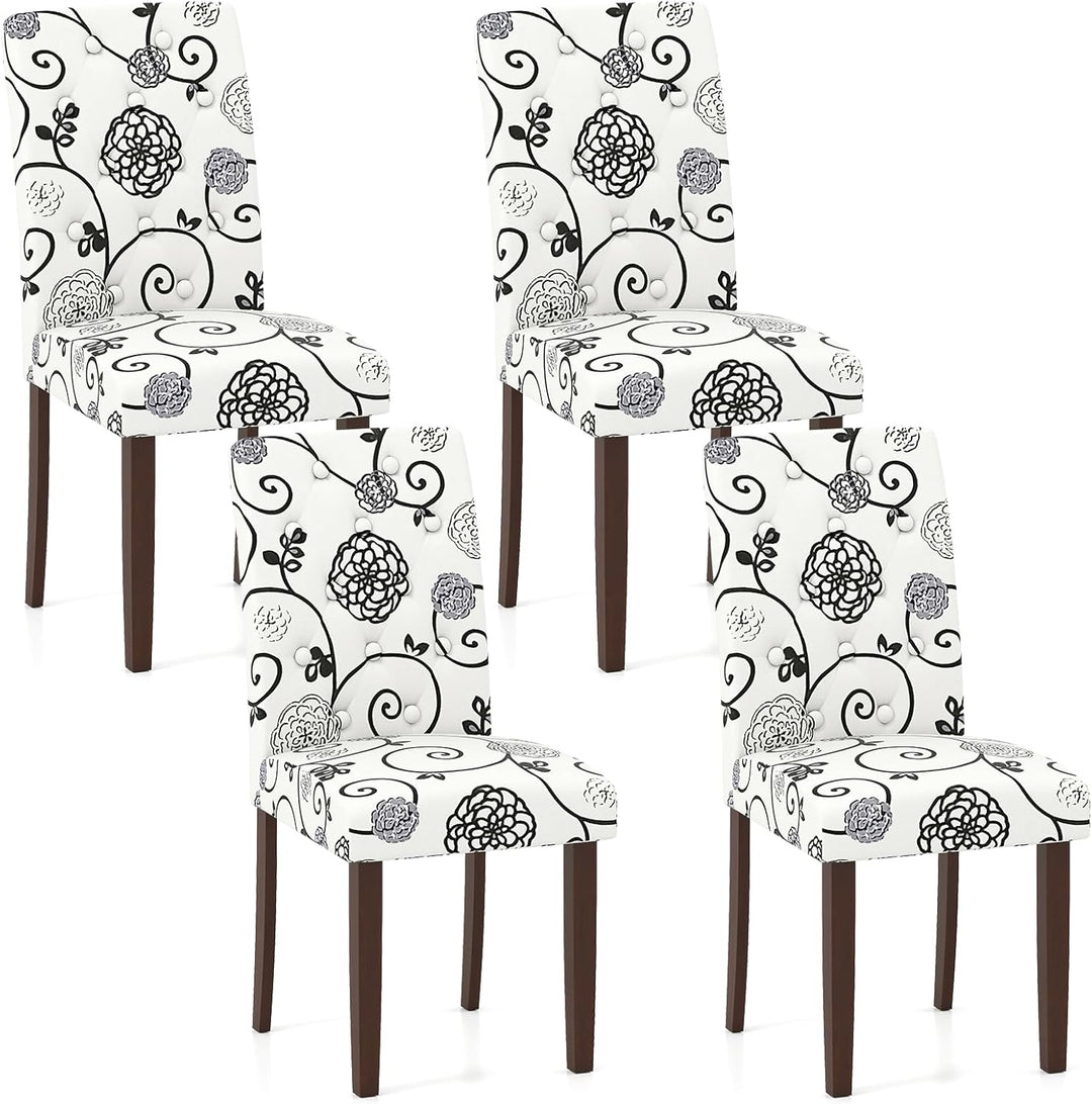 Giantex Tufted Dining Chairs Set of 2/4 Upholstered Kitchen Chairs w/Padded Seat & High Backrest