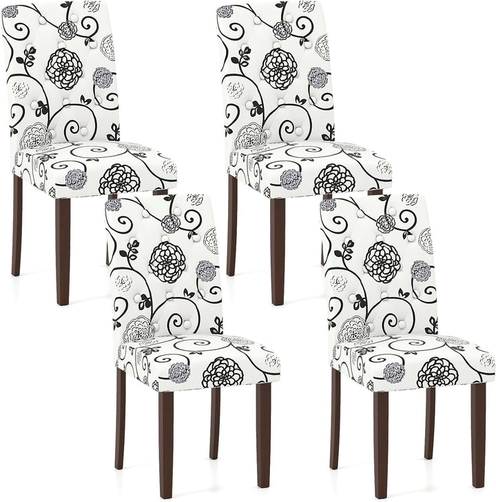 Giantex Tufted Dining Chairs Set of 2/4 Upholstered Kitchen Chairs w/Padded Seat & High Backrest