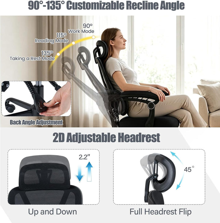 GIANTEX Mesh Office Chair, Ergonomic Computer Desk Chair w/Lumbar Support