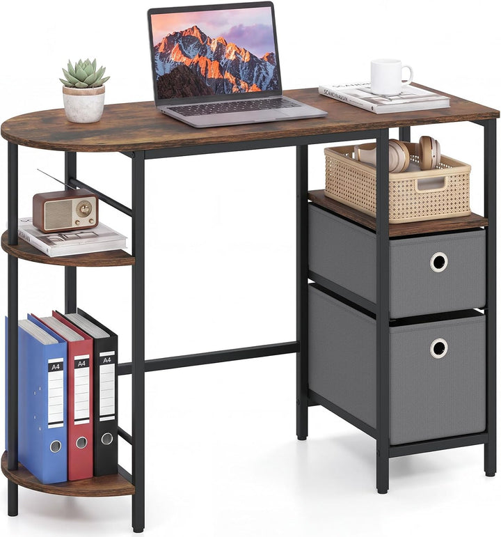GIANTEX Small Computer Desk with 2 Folding Fabric Drawers
