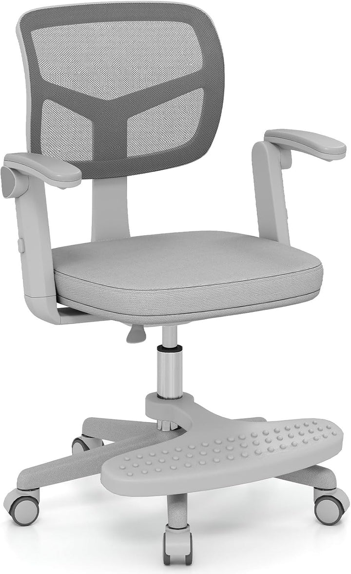 Kids Desk Chair, Ergonomic Adjustable Student Rolling Chair with Footrest & Flip-up Armrest