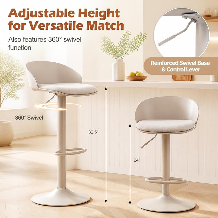 GIANTEX Swivel Bar Stools Linen Fabric Bar Chairs